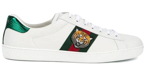 gucci ace embroidered low-top sneaker mens tiger|Gucci bee platform sneakers.